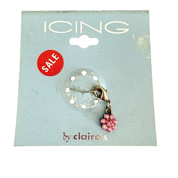 Y2K Icing Claire’s flower charm pink rhinestone lobster claw clip charm NWT NOS - Picture 1 of 3